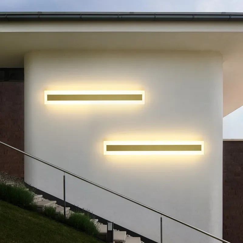 Elegant Golden Led Long Wall Light - Modern Outdoor Lighting For Country Villas Courtyards And