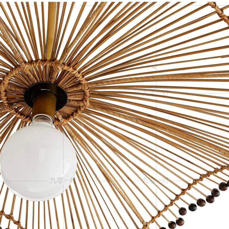 Japanese Bamboo Woven Pendant Lamp - Artistic Rattan Lighting Fixture For Restaurants Bedrooms And