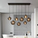 Smoky Grey Led Pendant Lights - Nordic Glass Chandelier For Dining Living Room Kitchen And Bar