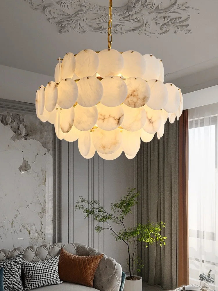 Modern Luxury Led Natural Marble Chandeliers - Illuminating Elegance For Living Dining And Kitchen