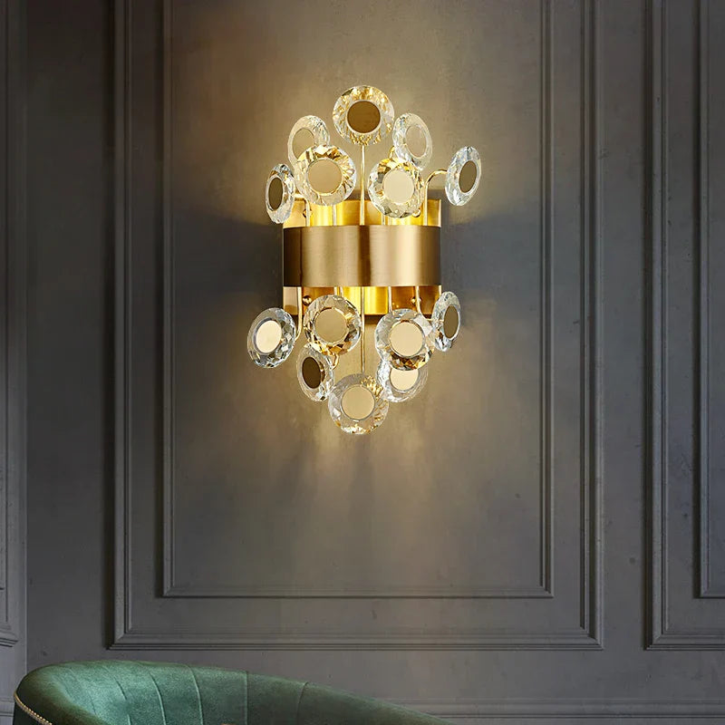 Eliana - New Modern Wall Sconce Lighting For Bedroom Brushed Gold Crystal Lamps Home Decoration Led