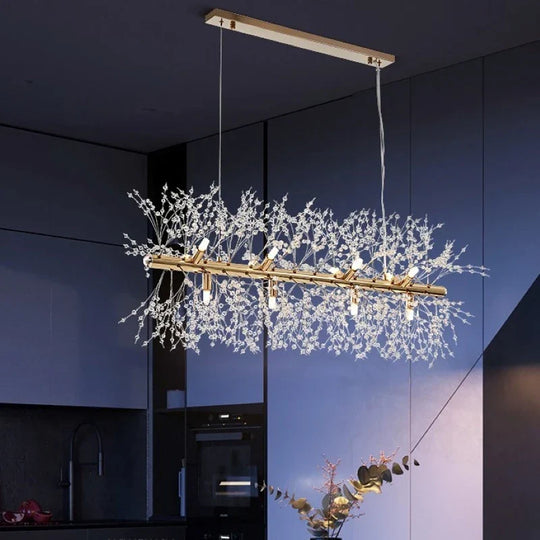 Elegant Crystal Led Chandelier - Nordic Gold And Silver Dandelion Design Perfect For Living Rooms