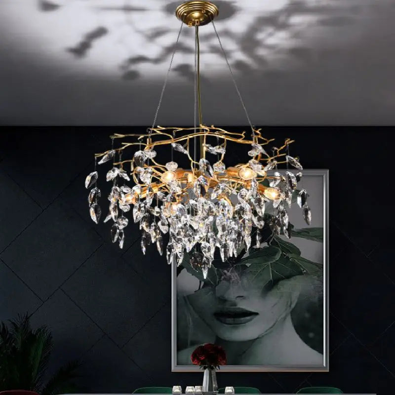 Modern Led Leaf Crystal Ceiling Chandeliers - Elegance For Living Dining And Bedrooms Chandelier