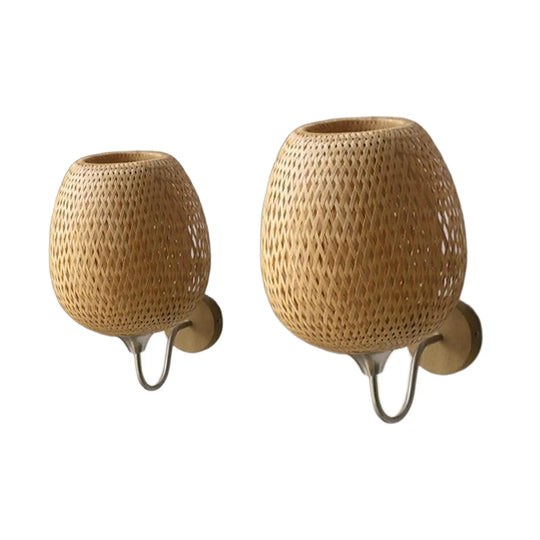 Vintage Rattan Bamboo Wall Sconce Light - Industrial Elegance For Dining Rooms And Bedrooms Wall