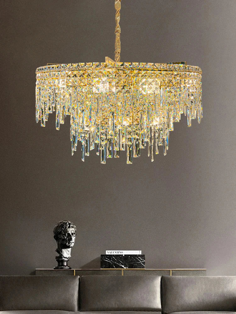 Elegant Golden Round Chandelier - A Creative New Design For Living Rooms Dining And More Chandelier