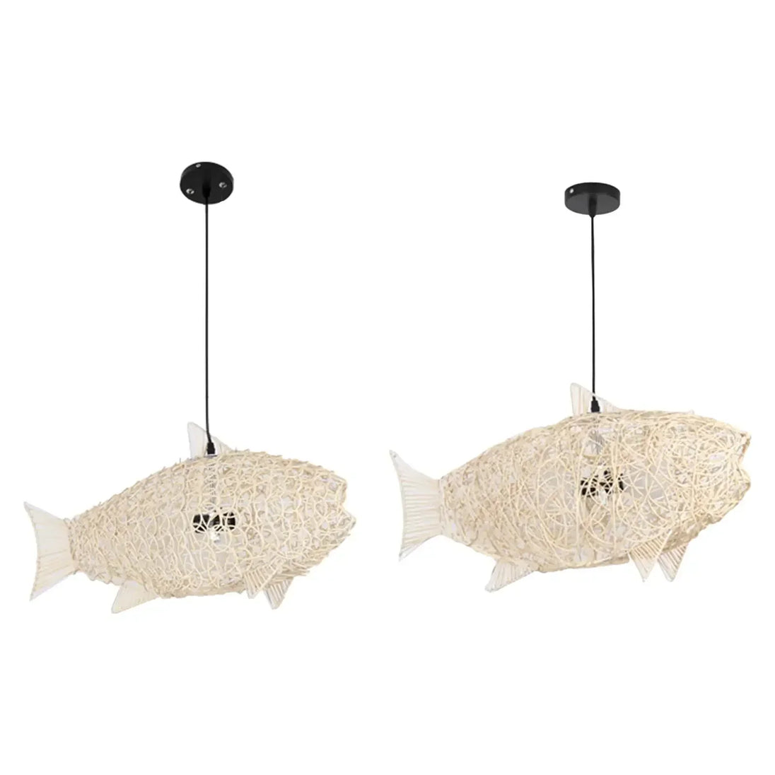 Hand - Woven Rattan Fish - Shaped Pendant Light - Artful Decorative Lighting For Home And