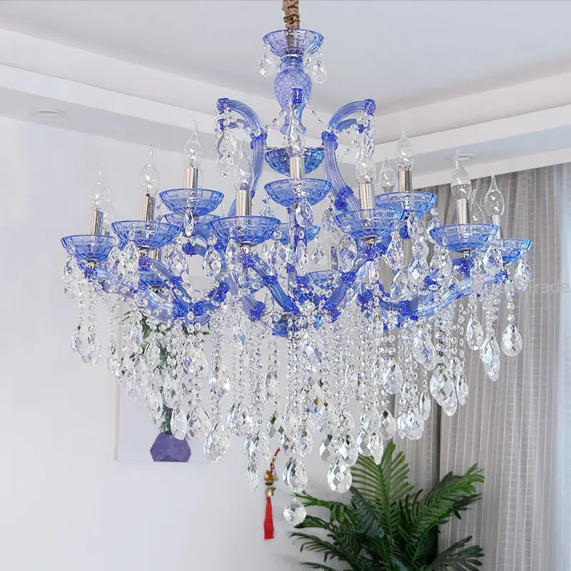 European Princess Crystal Chandelier - Choose From Warm Pink Blue Purple Or Red For Creative Room