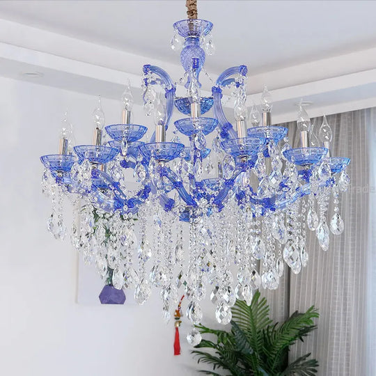 European Princess Crystal Chandelier - Choose From Warm Pink Blue Purple Or Red For Creative Room