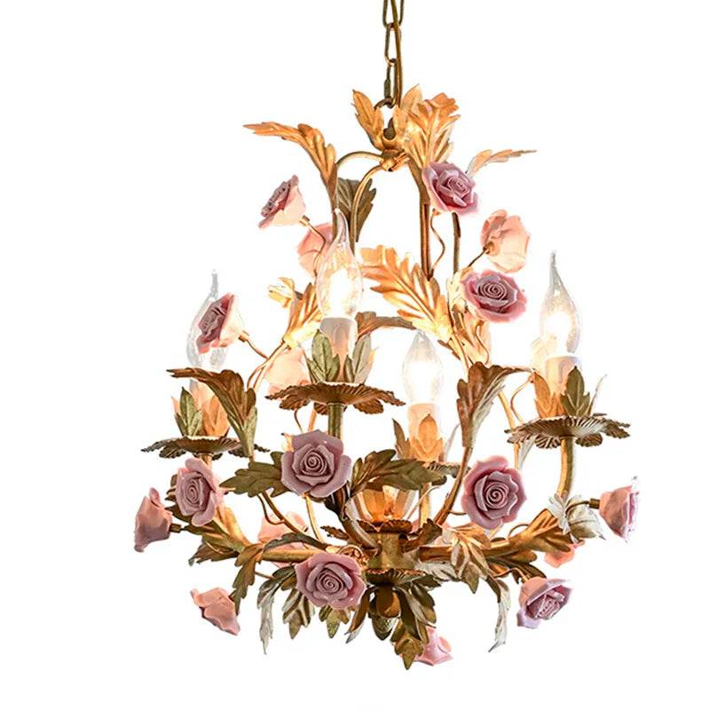 Elegant Nordic Rose Copper Chandelier - Led Illumination For Luxury Living Chandelier