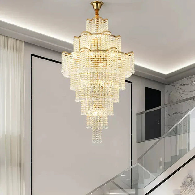 Modern Luxury Long Chandelier - Opulent Illumination For Staircases Villa Lobbies High Ceilings And