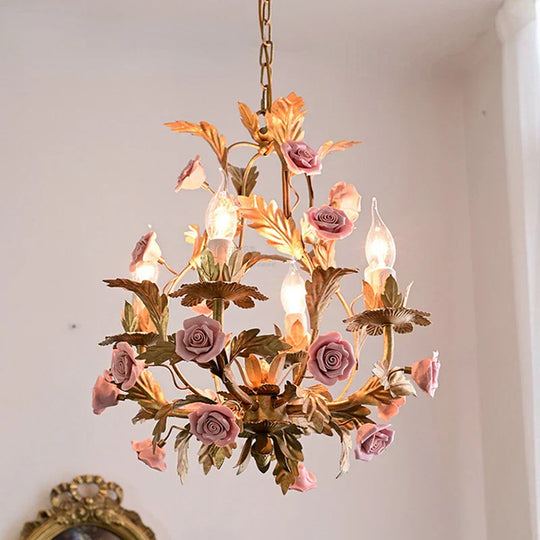 Elegant Nordic Rose Copper Chandelier - Led Illumination For Luxury Living Chandelier