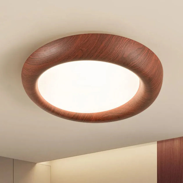 Nordic Led Ceiling Light - Wooden Acrylic Walnut Color Ideal For Bedroom Study Corridor Stylish