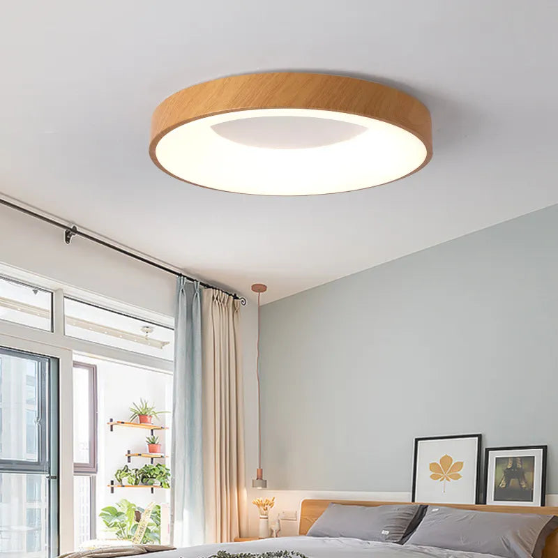 Modern Led Wood Grain Ceiling Lamp - Stylish Room Decoration For Every Space Ceiling Light