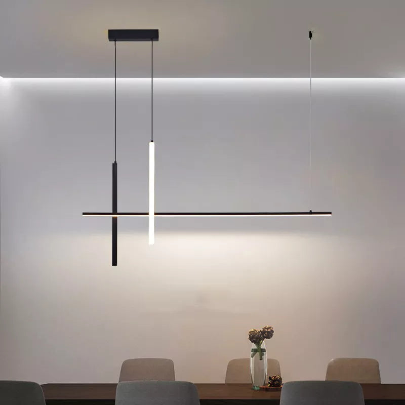 Sleek Dimmable Led Chandelier - Contemporary Lighting For Dining Tables Kitchen And Bar Areas