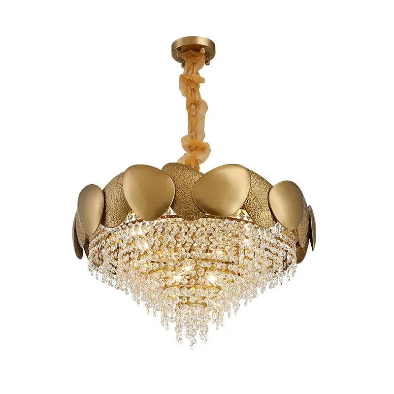 Led Tassels Crystal Chandelier - Modern Stainless Steel Gold Long/Round Pendant Light Chandelier