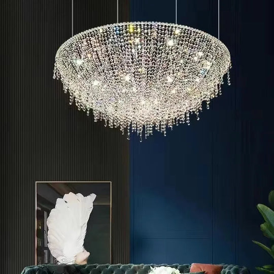 Modern Led Half Round Crystal Ceiling Chandelier - Elegant Illumination For Living And Dining