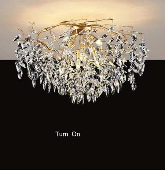 Elegant Long Gold K9 Crystal Chandelier - Ideal For Kitchen Dining Room Bedroom And Living Ceiling