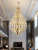 Luxurious Golden Amber Crystal Chandelier - Grand Decorative Lighting For Lobbies Villas Staircases