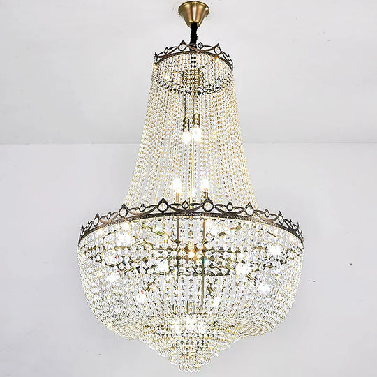 Elegant Crystal Chandelier For Duplex Buildings - A Modern Luxury Fixture Living Rooms Dining