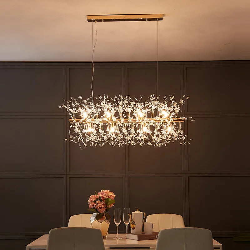 Elegant Crystal Led Chandelier - Nordic Gold And Silver Dandelion Design Perfect For Living Rooms