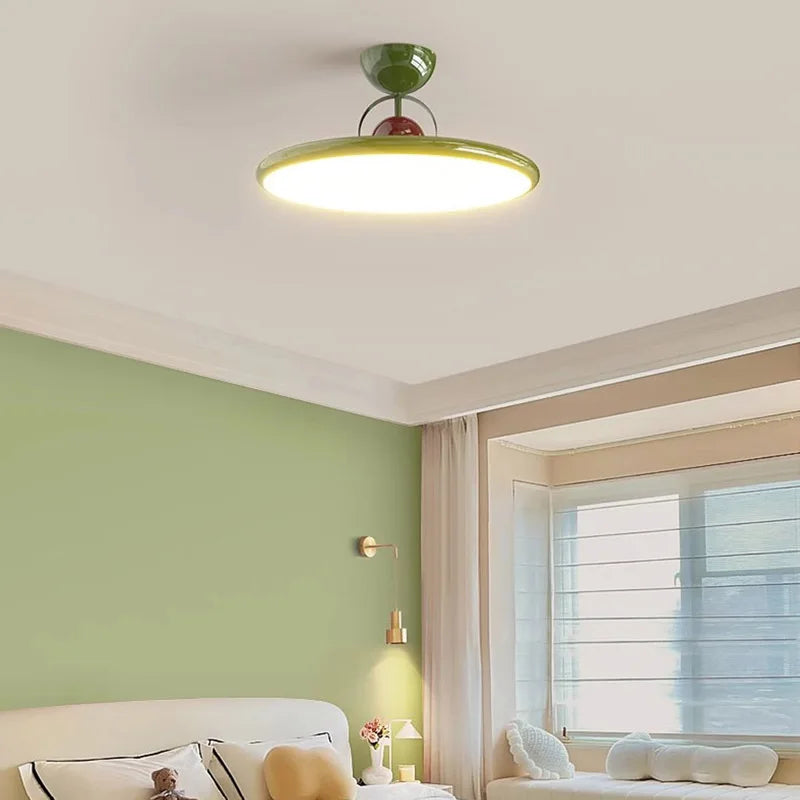 Nordic Led Ceiling Light - Cream Iron Flying Saucer Lamp For Living Room Bedroom Study And Hallway