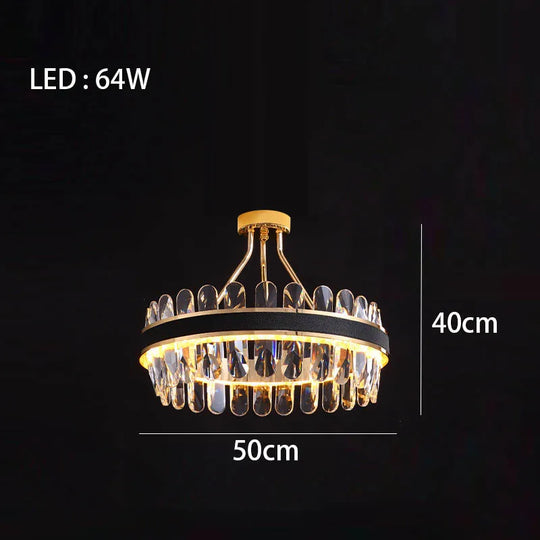 Dimmable Led Crystal Oval Ceiling Chandeliers - Black Leather Luxury Lustres For Dining Room Decor