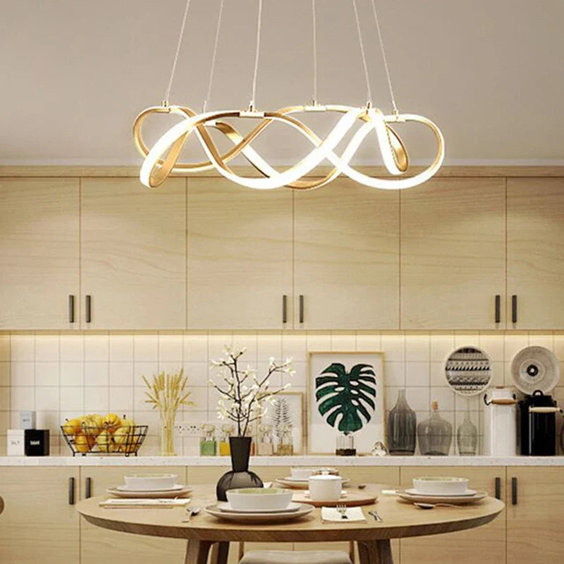 Modern Led Round Pendant Lamplight - Large Chandelier In Gold Lights