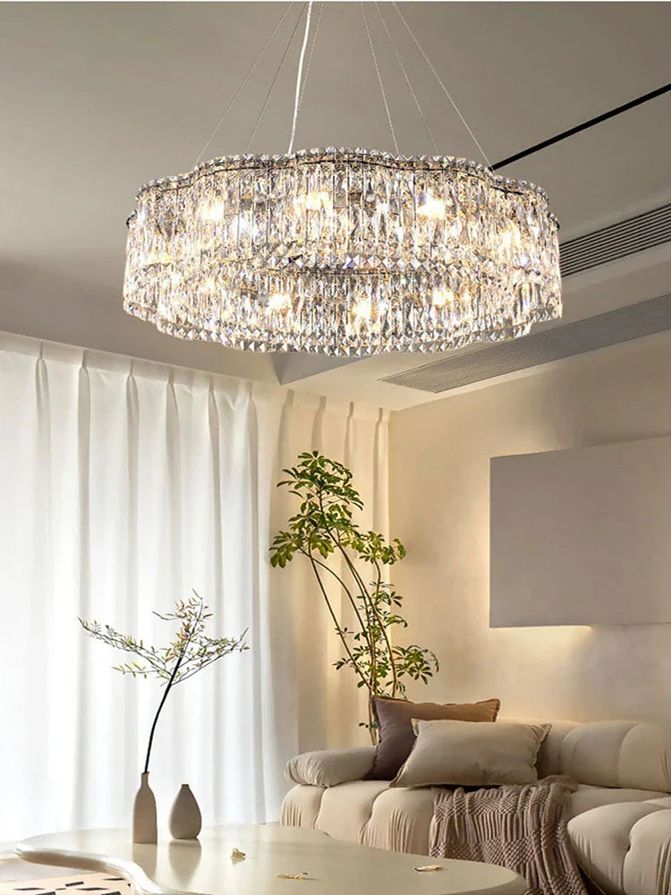 Elegant Chrome Stainless Steel K9 Crystal Chandelier - A Modern Luxury Lighting Fixture For Living