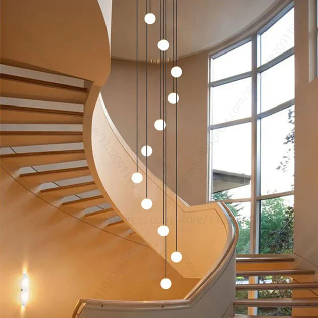 Elegant Led Staircase Chandelier - Illuminate Your Duplex Apartment With Modern Luxury Pendant