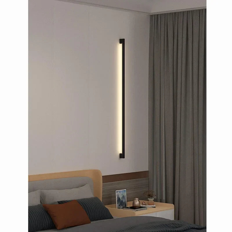 Modern Extremely Narrow Black Long Strip Wall Lamp - Ideal For Corridor Bedroom Bedside Living Room