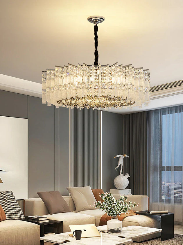 Elegant Led Crystal Chandelier For Luxurious Living Rooms - Chrome/Gold Round Design Perfect Indoor