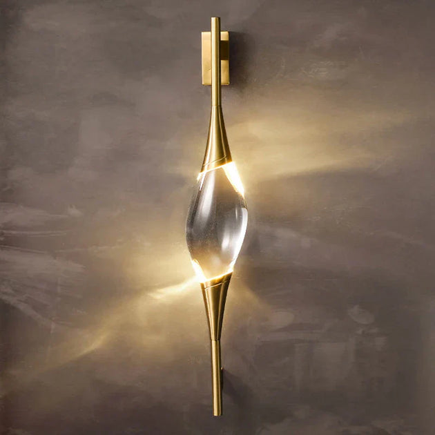 Postmodern Crystal Wall Lamp - Copper Body Light For Bedside Stair Sconce Brass Foyer Dining Room