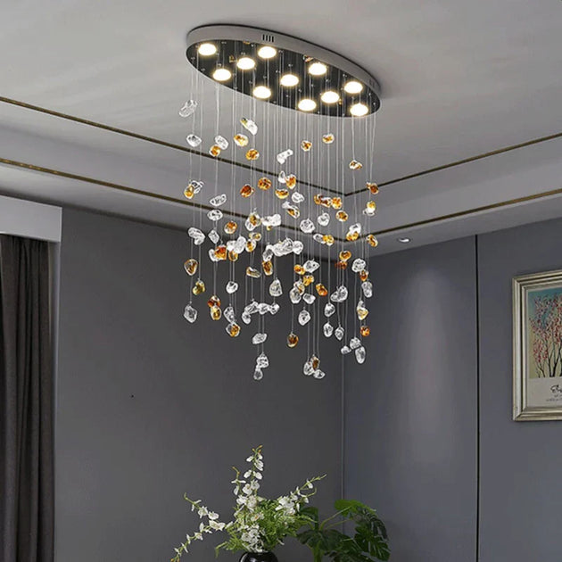 Modern Crystal Stone Chandelier - Led Home Decor Lighting Fixture With Creative Design Colorful