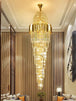 Luxurious Interior Hall Stairwell Golden Chandelier - Modern Elegance With Clean Crystal Ball