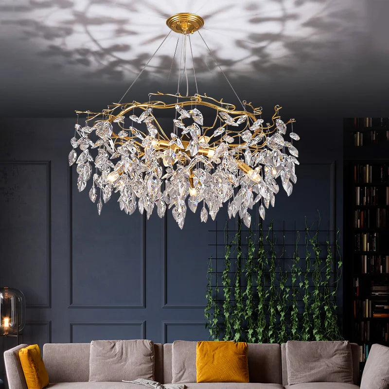 Elegant Long Gold K9 Crystal Chandelier - Ideal For Kitchen Dining Room Bedroom And Living Ceiling