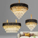 Modern Led Luxury Black Gold Crystal Chandeliers - Elegant Indoor Lighting Fixture For Living And