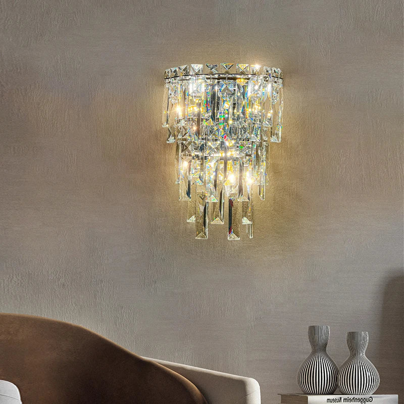 Elena’s Multi - Layer Crystal Pendant Wall Lamp - High - Quality Elegance For Your Living Spaces