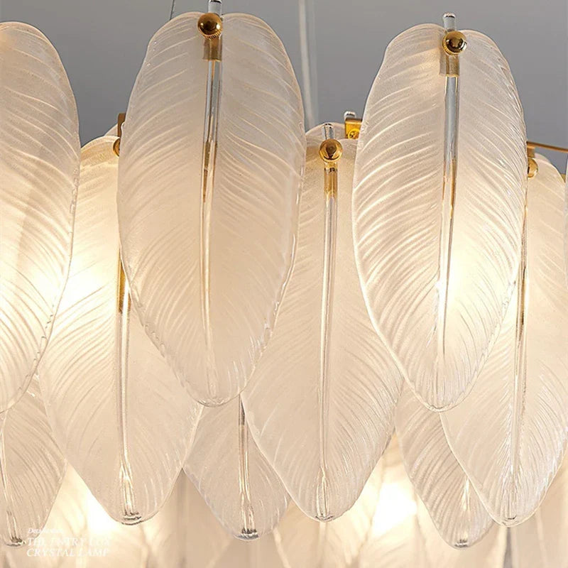 Luxurious Nordic Led Chandeliers - Gold Art Decor Feather Design Ideal For Living Rooms Dining