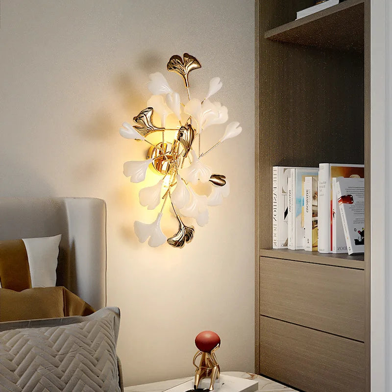 Nordic Wall Lamp - Ginkgo Leaf Design For Guest Rooms Bedrooms Kitchens Restaurants And Home