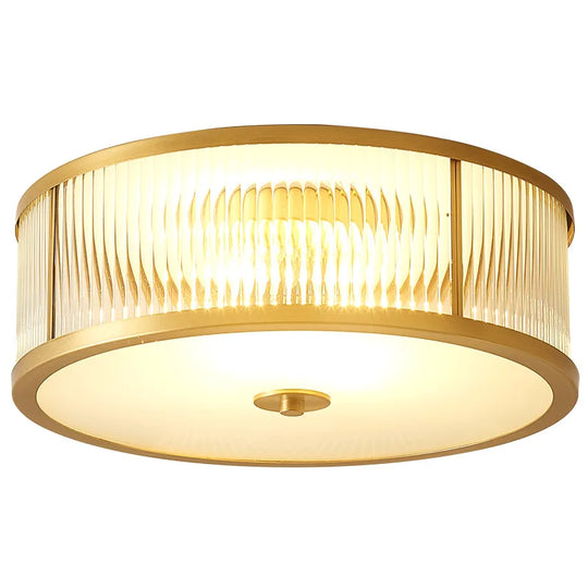 Elegant American Seiko Pure Copper Ceiling Light - Modern Minimalist Led Round Lamp For Bedrooms