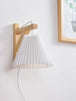 Nordic Pleated Solid Wood Wall Lamp With Plug - Simple And Stylish Lighting For Bedroom Bedside