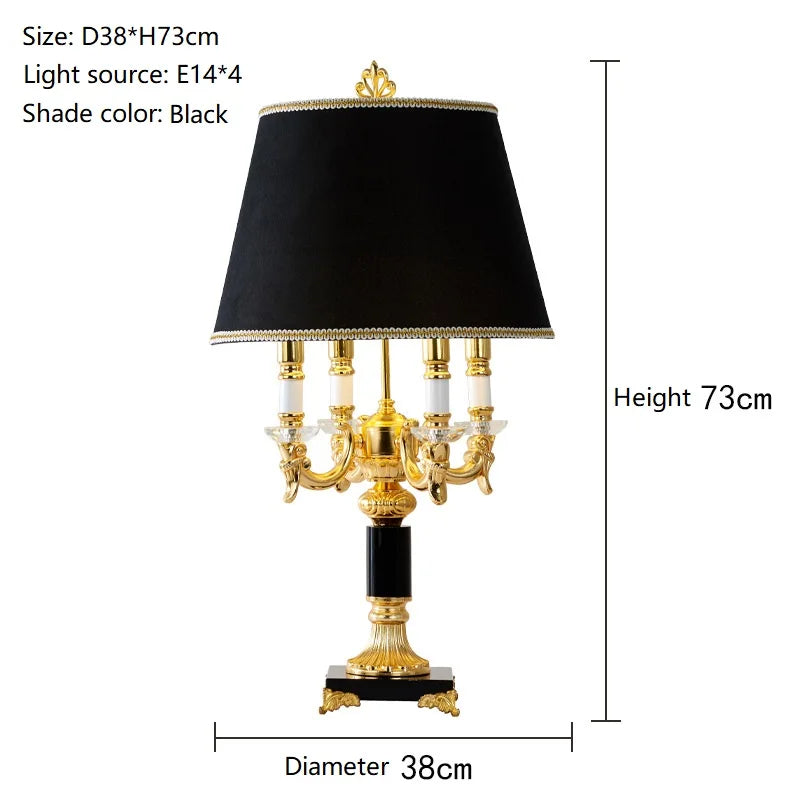 High - Quality Luxury Black Crystal Table Lamp - Modern Bedroom Bedside Decorative