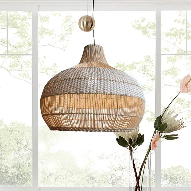 Nordic Gyro Rattan Pendant Lights - Handmade Artistic Illumination For Kitchen And Dining Decor