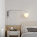 Rocker Arm Wall Lamp - Modern Bedroom And Living Room Reading Light With Milky White Glass Bubble