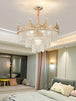 Elegant Modern Minimalist Crown K9 Crystal Chandelier - A Round Golden Fixture For Living Rooms And