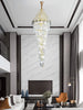 Modern Luxury Staircase Chandelier - Golden Elegance With Crystal Accents For Duplex Buildings High