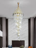 Modern Luxury Staircase Chandelier - Golden Elegance With Crystal Accents For Duplex Buildings High