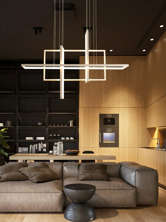 Sleek Led Rectangular Chandelier Light - Perfect For Kitchen Dining Living Room And Bedroom Decor