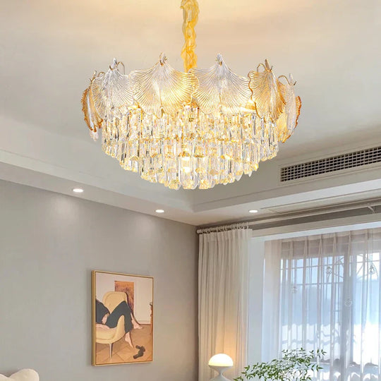 Elegant Crystal Ceiling Chandelier With Led Lighting - Luxury Home Decoration For Living Rooms