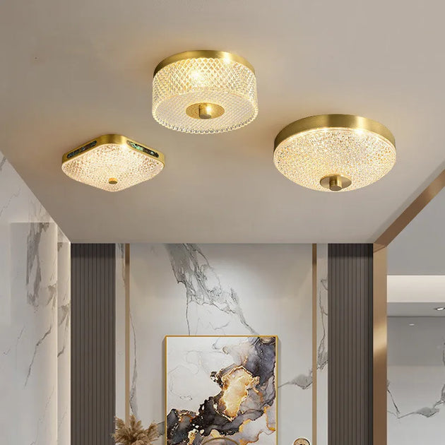 Sleek Modern Minimalist Led Copper Glass Ceiling Lights - Ideal For Bedrooms Dining Halls Aisles